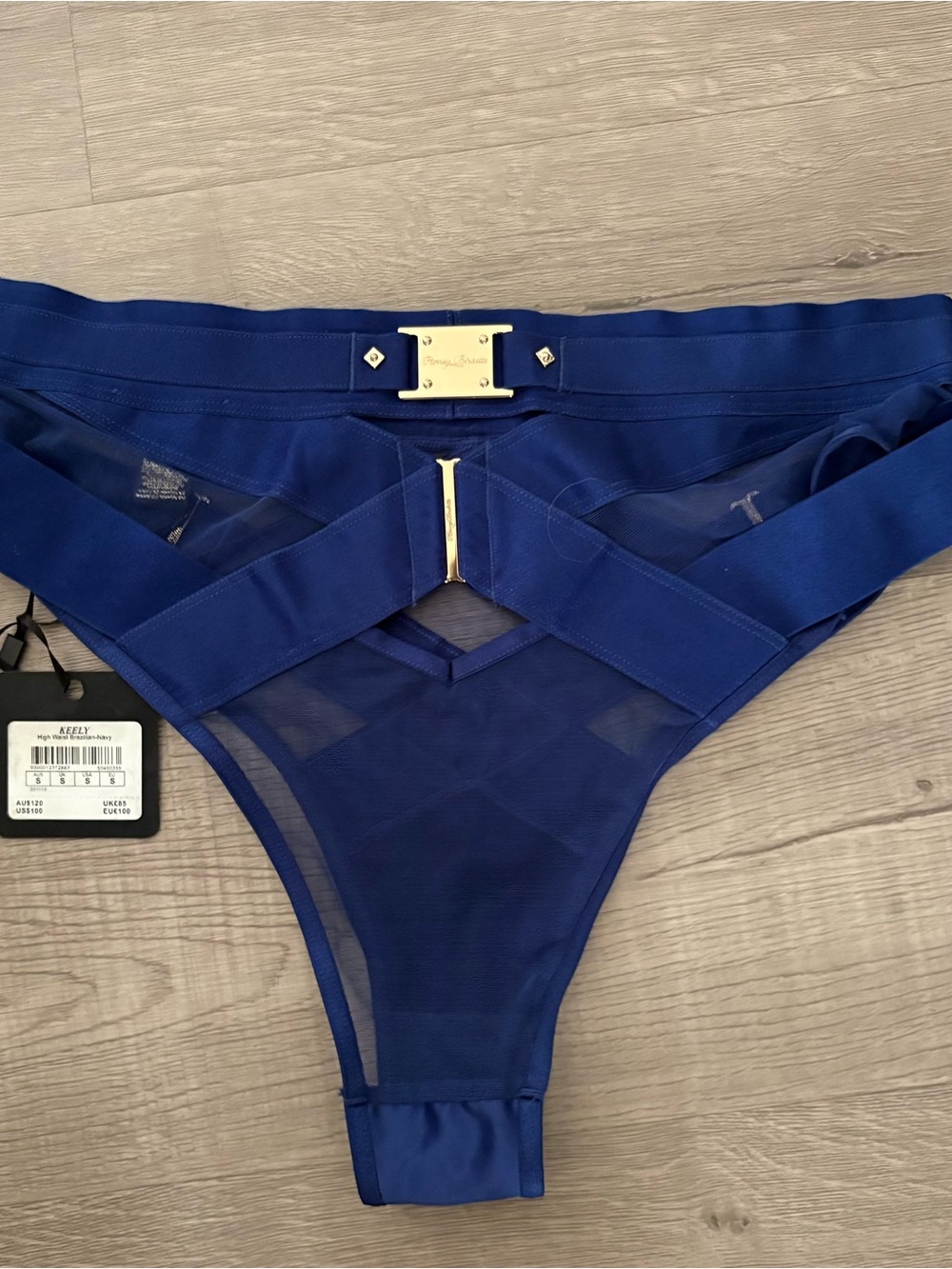 Honey Birdette NWT Keely High Waist Brazilian - Navy Size Small - Picture 10 of 11